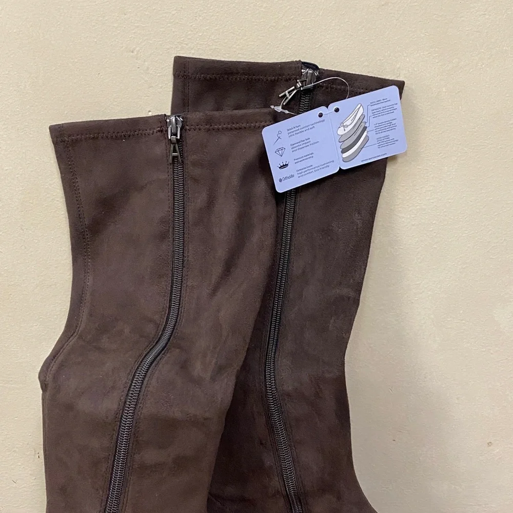 New! Aerosoles Cecina Chocolate Brown Tall Wedge Boots size 9
